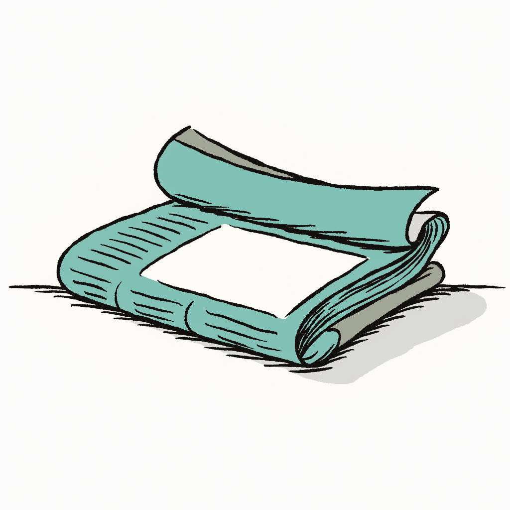 A folded newspaper with an empty white box where the headline should be