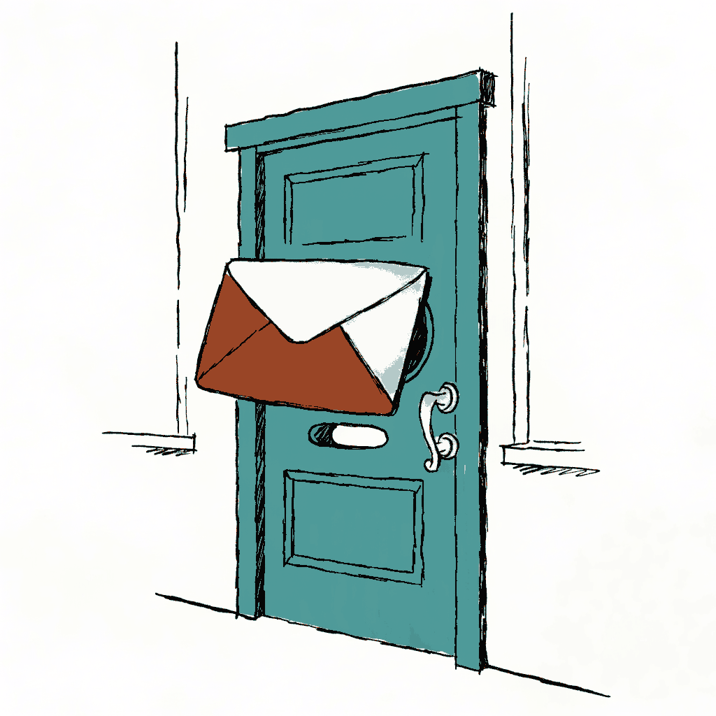 An official envelope pushed halfway through a letterbox