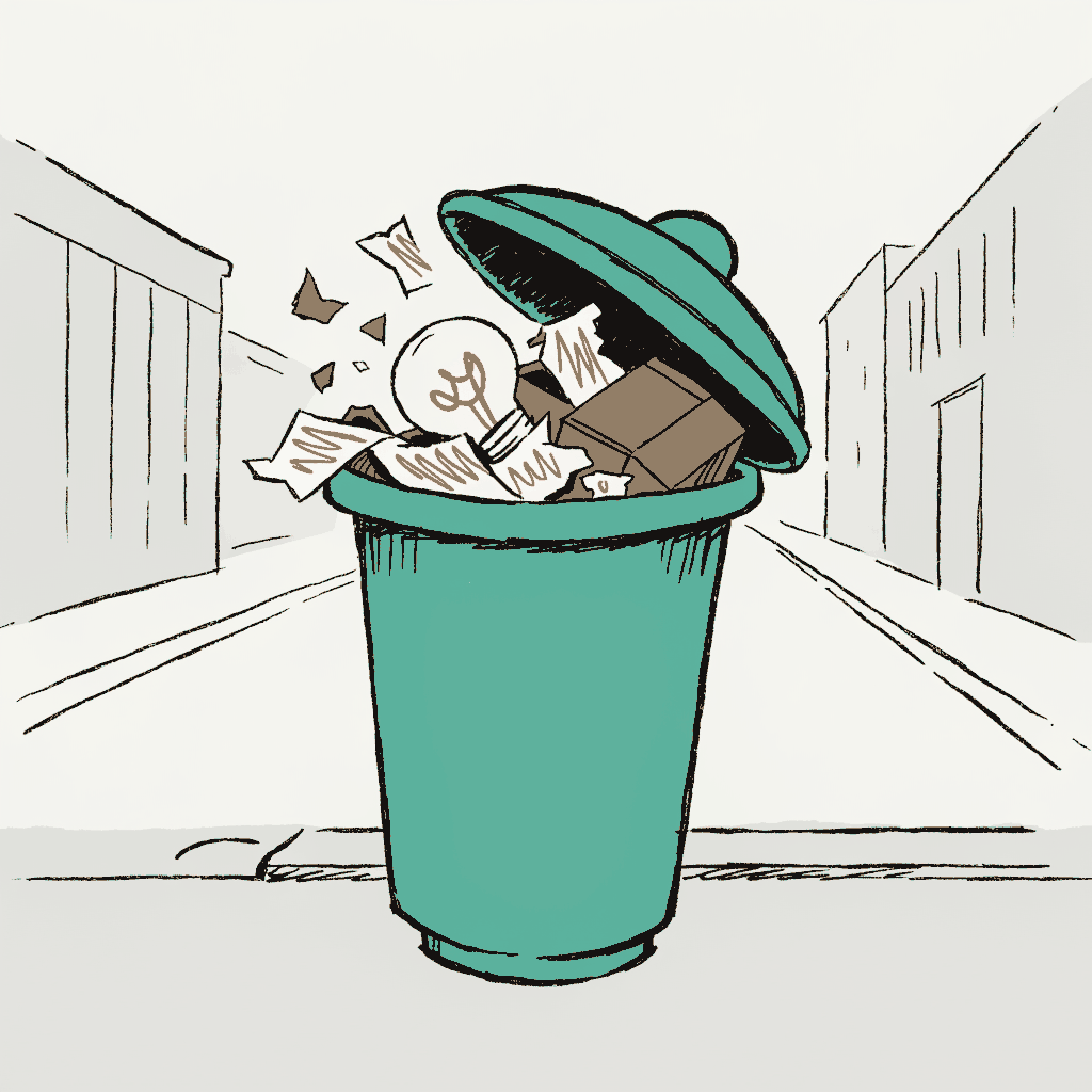 One overflowing dustbin standing on an otherwise spotless street
