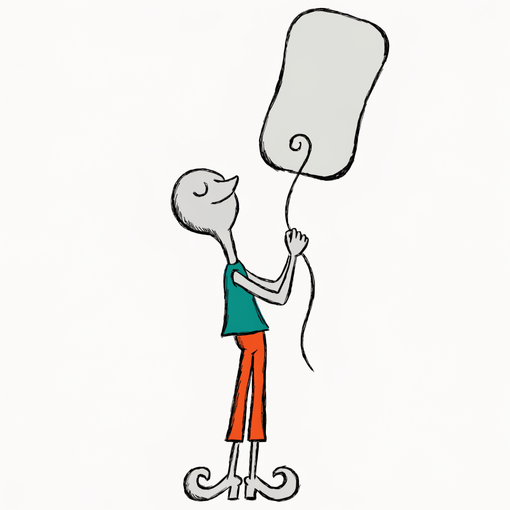 A person holding up one very large blank luggage label