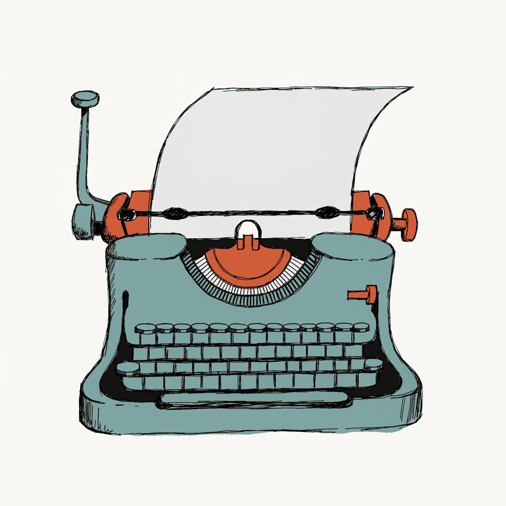 A typewriter with a sheet of paper covered in capital letters
