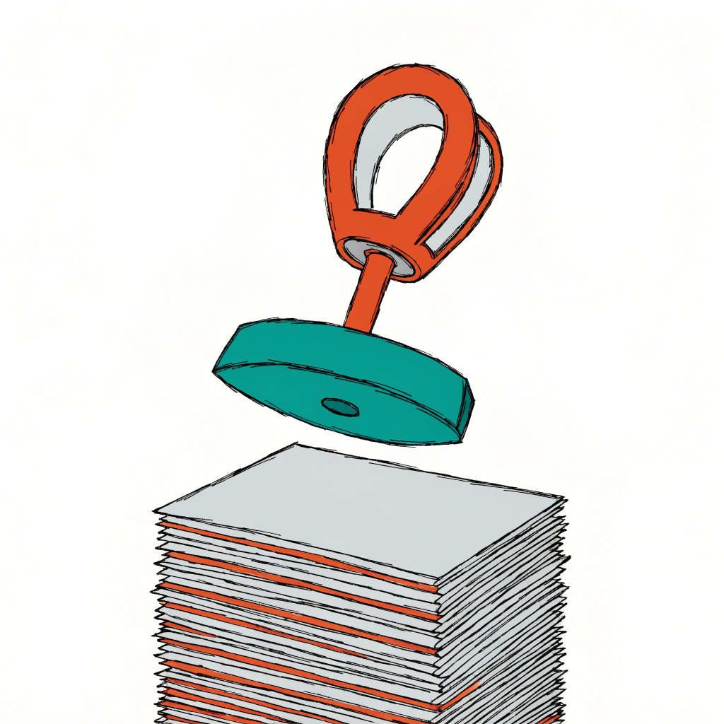 A rubber date stamp coming down on a tall stack of identical forms