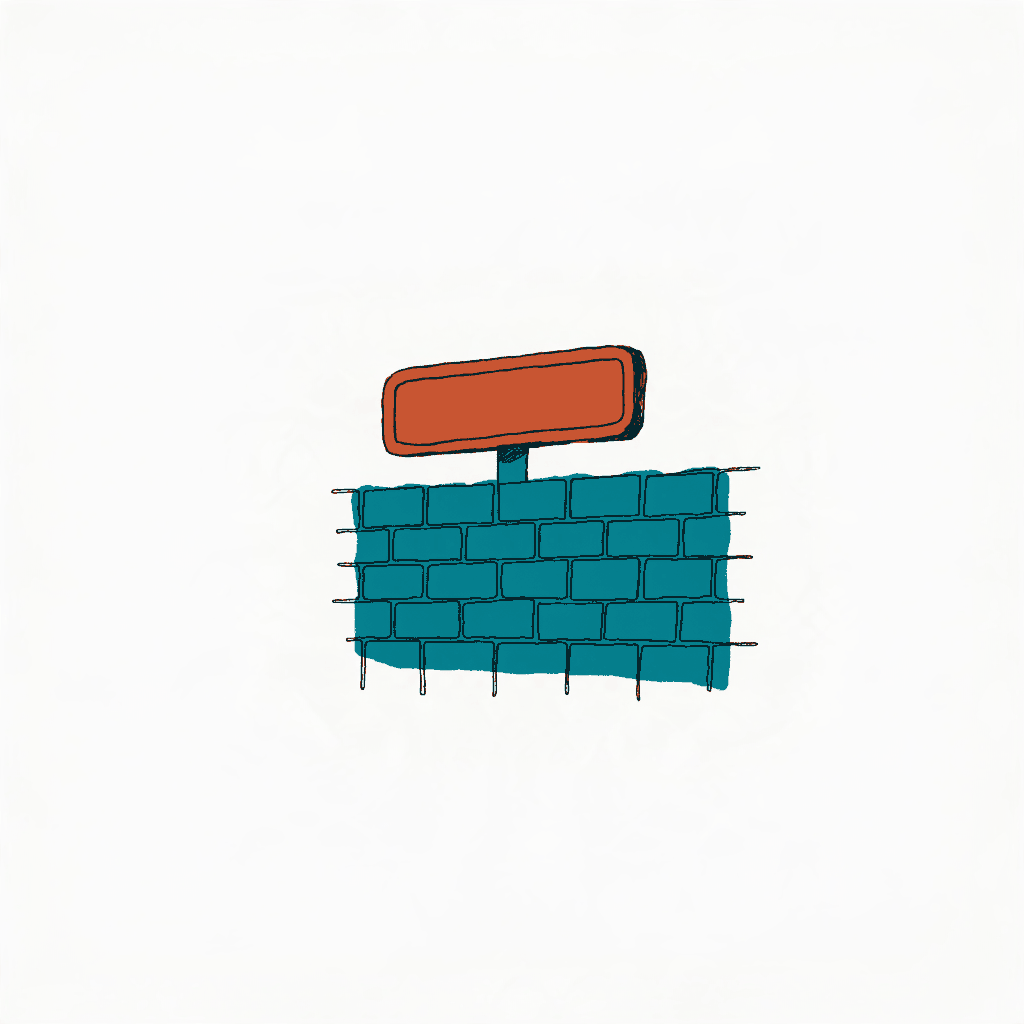 A street sign on a brick wall with the name plate freshly painted over in flat colour