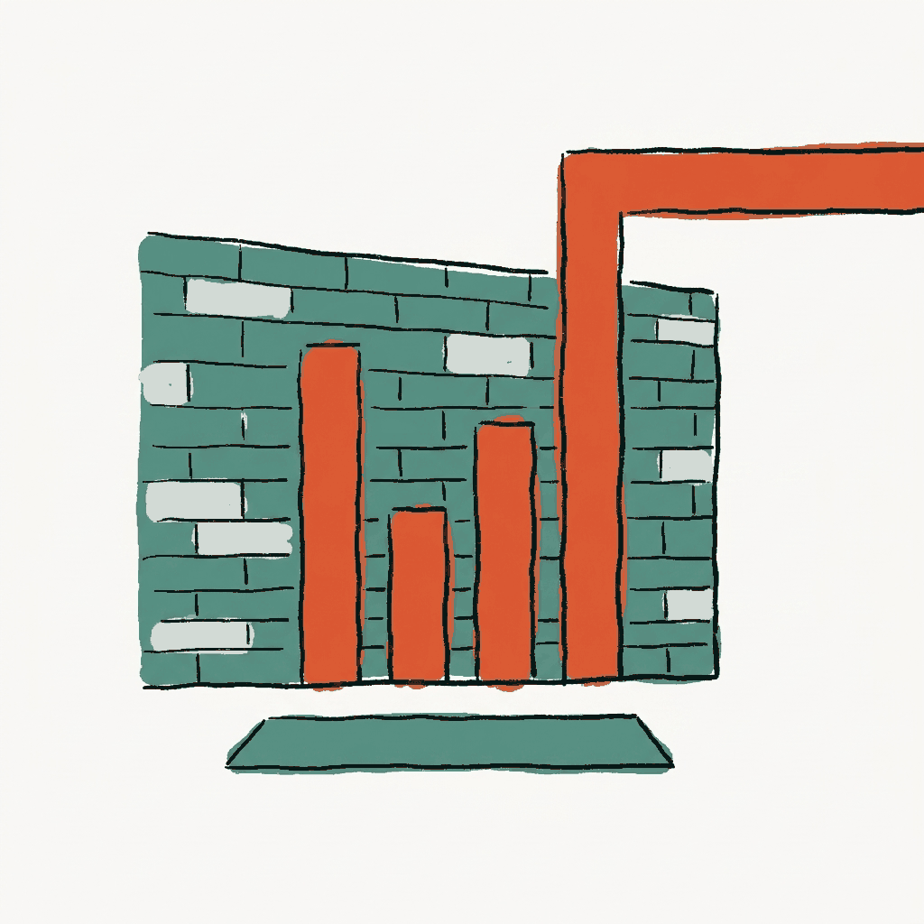 A bar chart painted on a wall, the tallest bar overrunning the wall's edge