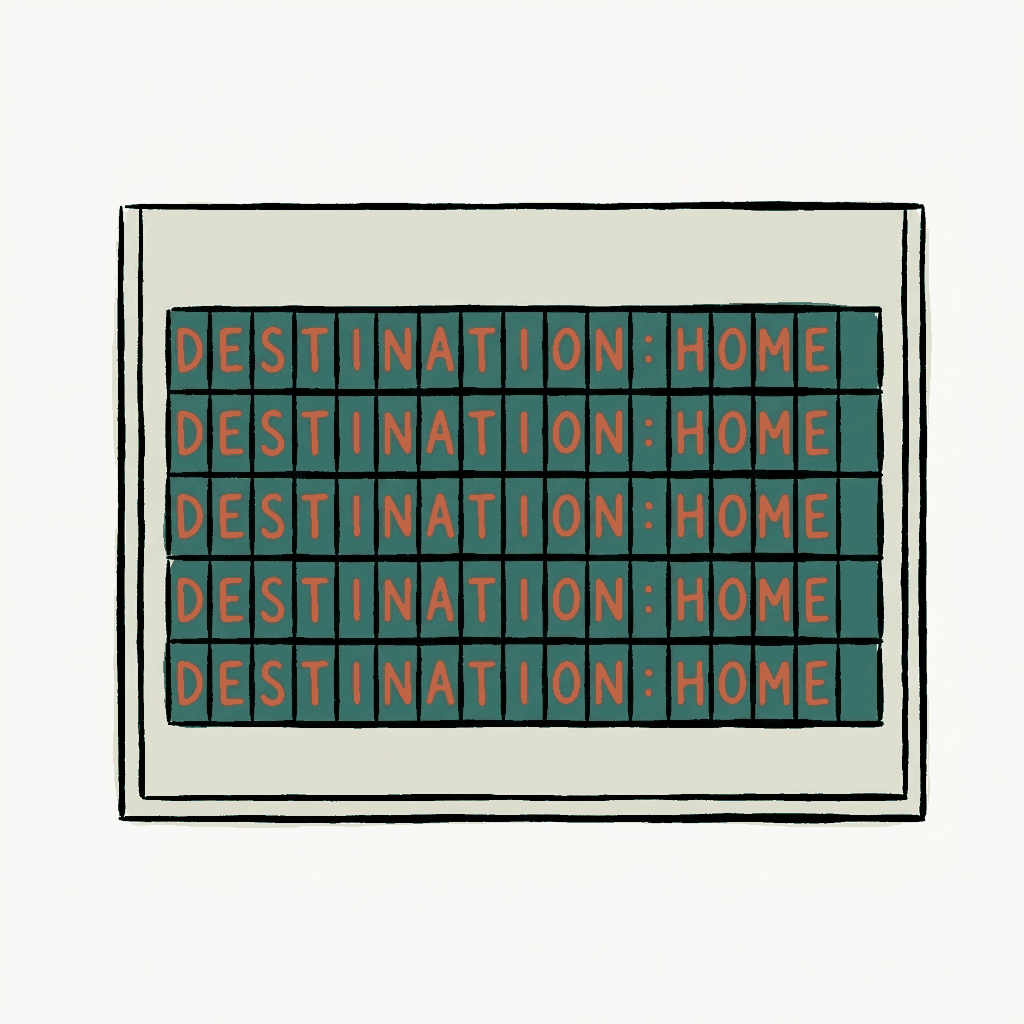 A departure board with every row showing the same destination