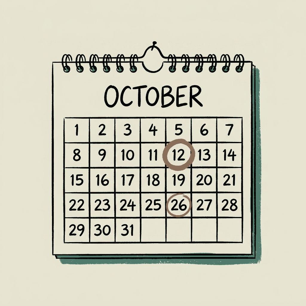 A wall calendar with two days circled, the earlier circle drawn thicker