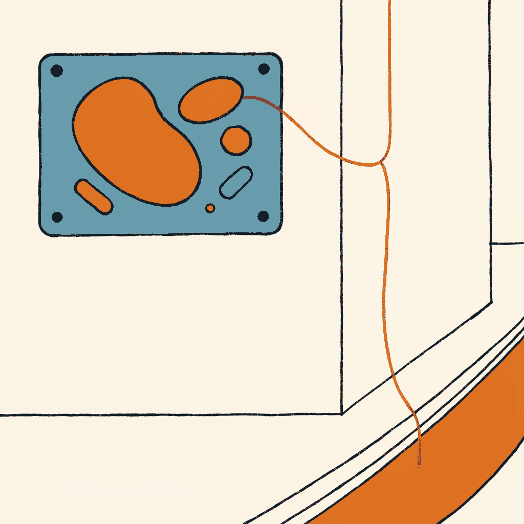 A length of red investigation string trailing off a corkboard and down into a street gutter