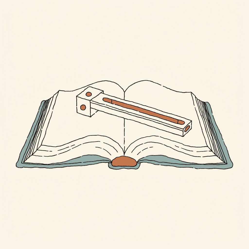 A two-hundred-year-old history book with a brand-new door bolt lying across its open pages