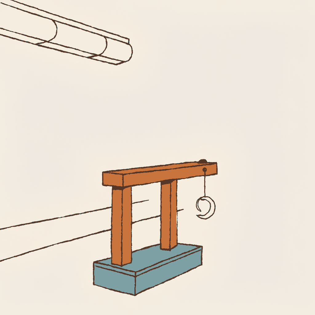 An exit-only turnstile in a rail station with a crescent-shaped keyring hung from its bar