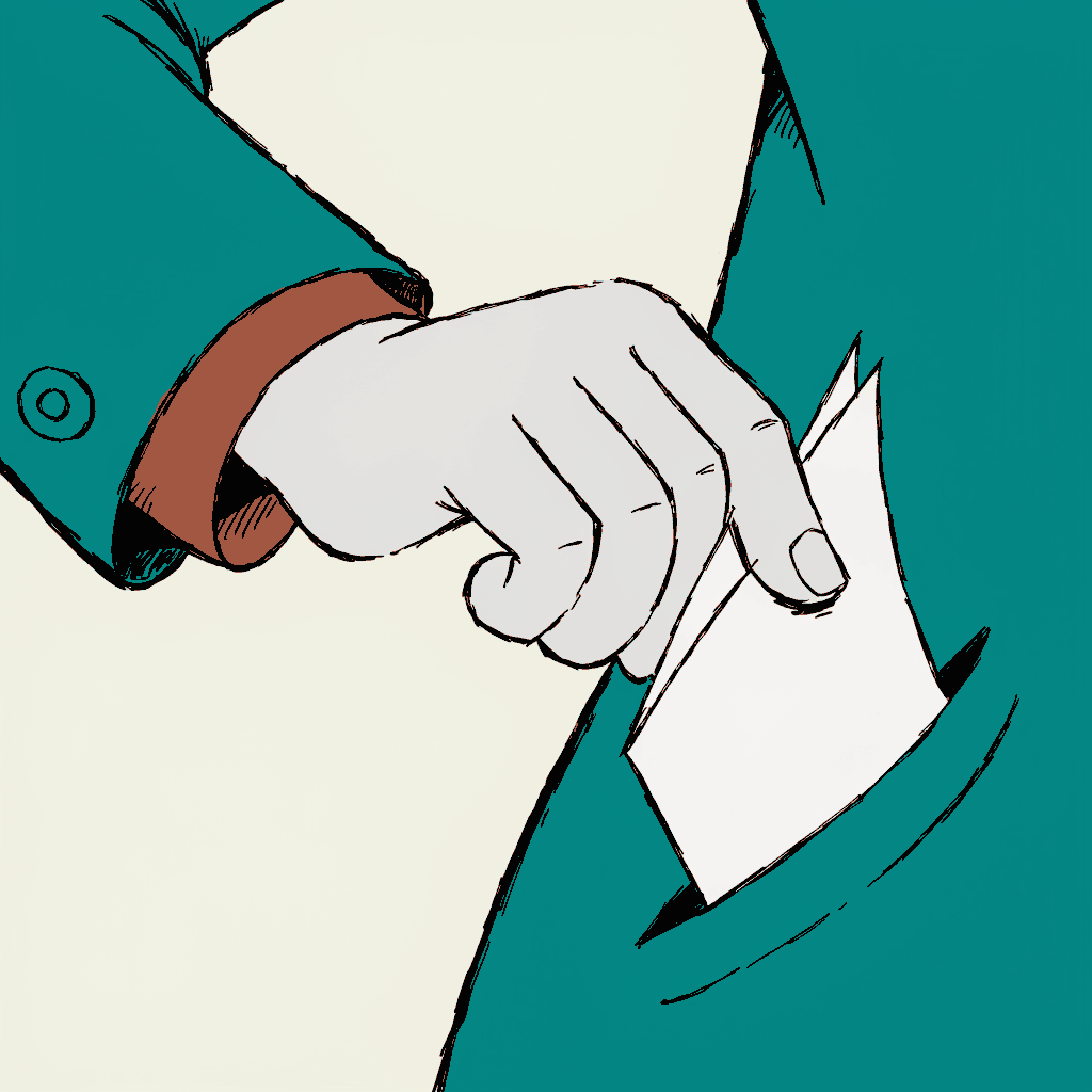 A ballot paper being folded in half and put in a pocket